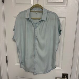 Time and Tru Sky Blue Button-Up Blouse
